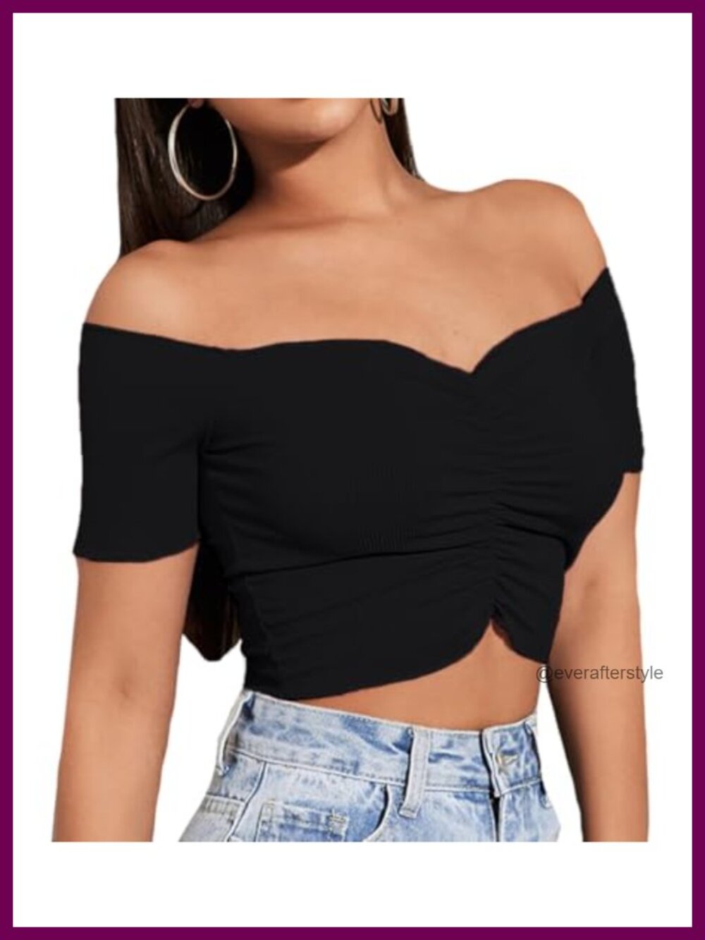 Off Shoulder Ruched Ribbed Knit Crop Top Short Sleeve Y2k Summer Blouse